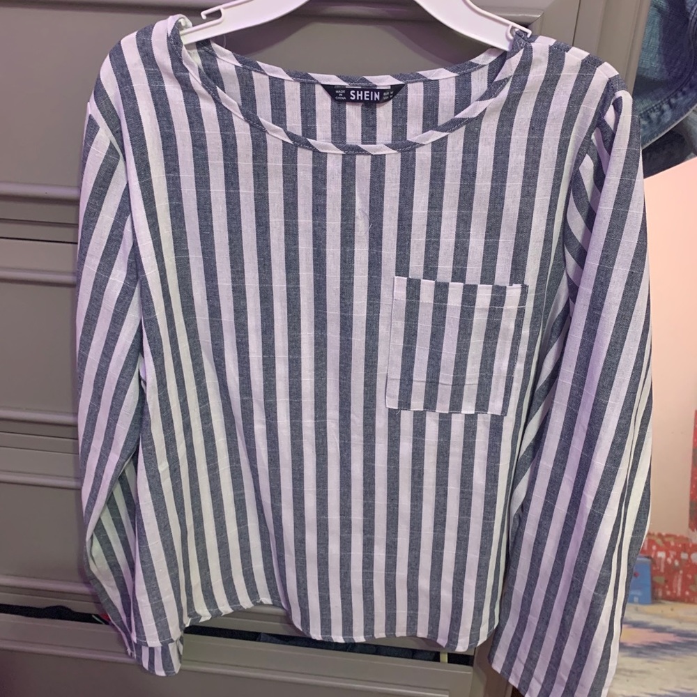Button back striped top